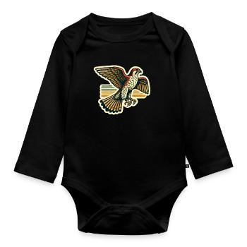 Falke Falknerei Greifvogel Beizjagd Falkner - Baby Bio-Langarm-Body - Schwarz - Vorne