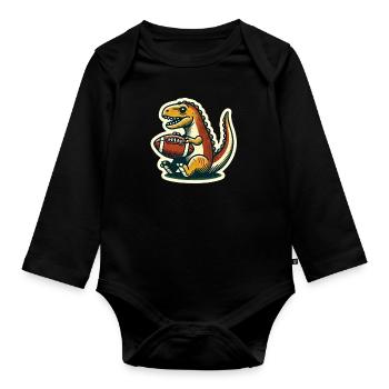 Football Dino - Baby Bio-Langarm-Body - Schwarz - Vorne