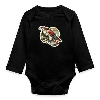 Falke Falknerei Greifvogel Beizjagd Falkner - Baby Bio-Langarm-Body - Schwarz - Vorne