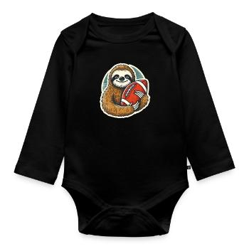 Football Faultier - Baby Bio-Langarm-Body - Schwarz - Vorne