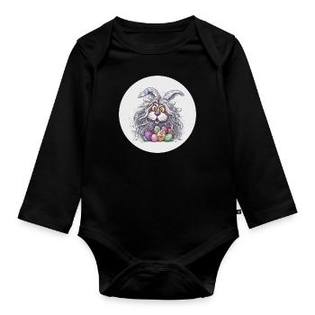 Osterhase - Baby Bio-Langarm-Body - Schwarz - Vorne