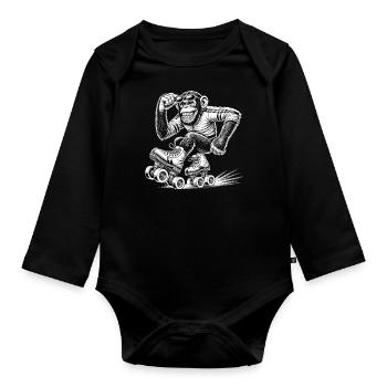 Roller skates - Organic Longsleeve Baby Bodysuit - black - Front