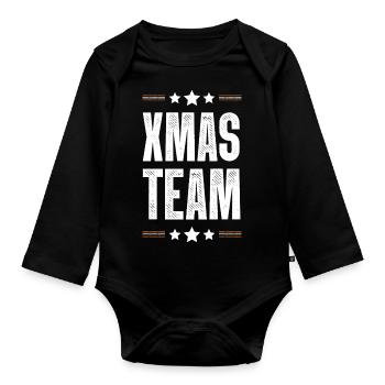 Xmas Team - Organic Longsleeve Baby Bodysuit - black - Front