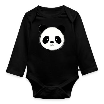 Süßer Panda - Baby Bio-Langarm-Body - Schwarz - Vorne