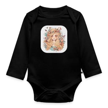 Waldfee Schmetterling - Baby Bio-Langarm-Body - Schwarz - Vorne