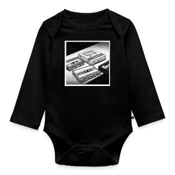 90s cult objects: Comic look for Walkman & Co. - Organic Longsleeve Baby Bodysuit - black - Front