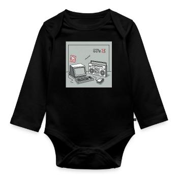 90s cult objects : Walkman, computer and Co. - Organic Longsleeve Baby Bodysuit - black - Front