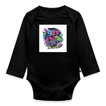 90s vibes: Walkman, cassette and co. - Organic Longsleeve Baby Bodysuit - black - Front