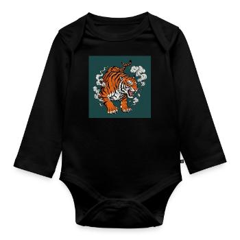 Tiger - Comic Vibes - Organic Longsleeve Baby Bodysuit - black - Front