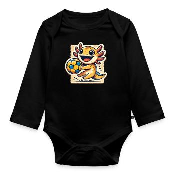 Axolotl spielt Handball - Baby Bio-Langarm-Body - Schwarz - Vorne