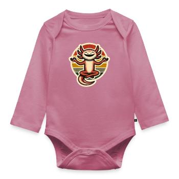 Axolotl does yoga - Organic Longsleeve Baby Bodysuit - mauve - Front