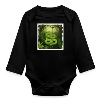 Jungle Serpent: A Depiction of the Wilds - Organic Longsleeve Baby Bodysuit - black - Front