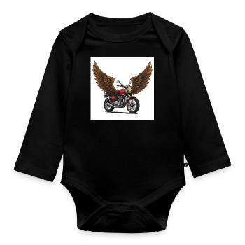 Futuristisches Motorrad mit Flügeln - Baby Bio-Langarm-Body - Schwarz - Vorne