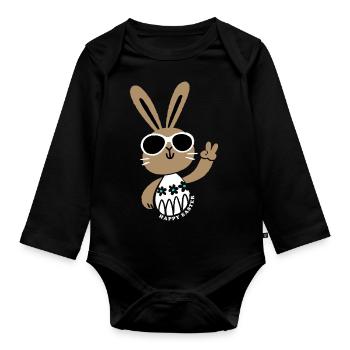 Happy Easter - Osterhase - Osterei - Geschenk - Baby Bio-Langarm-Body - Schwarz - Vorne