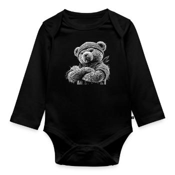 Teddybär - Baby Bio-Langarm-Body - Schwarz - Vorne