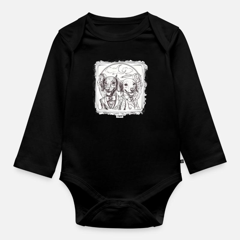 Devil vs. Angel Dachshund - Organic Longsleeve Baby Bodysuit - black