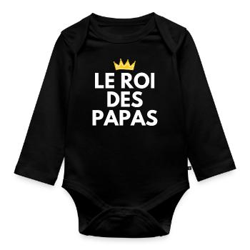 Der König der Väter - Papa Geschenkidee - Baby Bio-Langarm-Body - Schwarz - Vorne