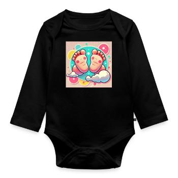 Magical Baby Feet – The Beginning of Something Big - Organic Longsleeve Baby Bodysuit - black - Front