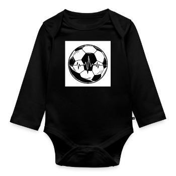 Heartbeat football: A symbol of sport - Organic Longsleeve Baby Bodysuit - black - Front