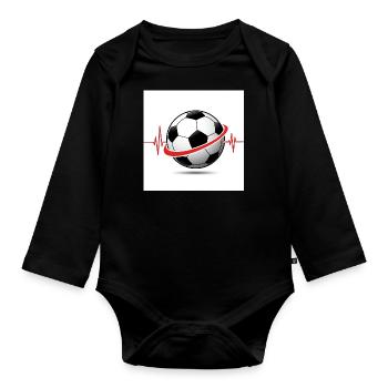 Heartbeat Football - Sport with Passion - Organic Longsleeve Baby Bodysuit - black - Front