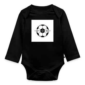 Battement de cœur noir et blanc : le football - Body Bébé bio manches longues - noir - Devant