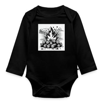 Campfire in comic book style: warmth & atmosphere - Organic Longsleeve Baby Bodysuit - black - Front