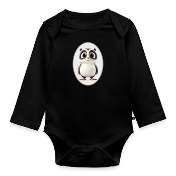 Panda - Baby Bio-Langarm-Body - Schwarz - Vorne