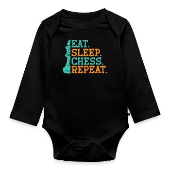 Chess King Geschenk Schach Sport Schachmeister - Baby Bio-Langarm-Body - Schwarz - Vorne