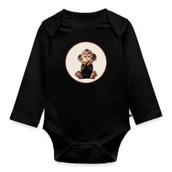 Schimpanse - Baby Bio-Langarm-Body - Schwarz - Vorne