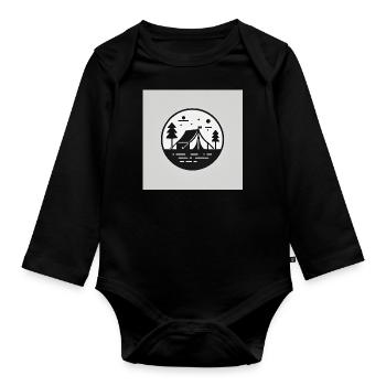 Camping: Experience nature, freedom, adventure - Organic Longsleeve Baby Bodysuit - black - Front