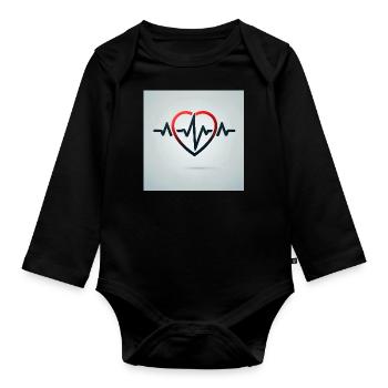 The rhythm of life – heartbeat - Organic Longsleeve Baby Bodysuit - black - Front