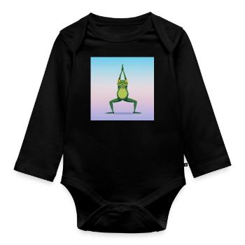 The Yoga Frog - Organic Longsleeve Baby Bodysuit - black - Front