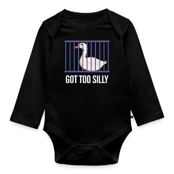 Funny goose in a cage - Organic Longsleeve Baby Bodysuit - black - Front