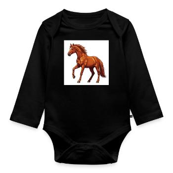 The horse: A noble animal - Organic Longsleeve Baby Bodysuit - black - Front