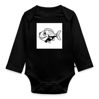Fisch, Fun, Flossen - Ich bin der Chef im Teich - Baby Bio-Langarm-Body - Schwarz - Vorne