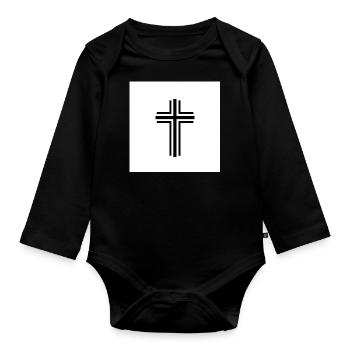 The Cross – Symbol of Faith and Hope - Organic Longsleeve Baby Bodysuit - black - Front