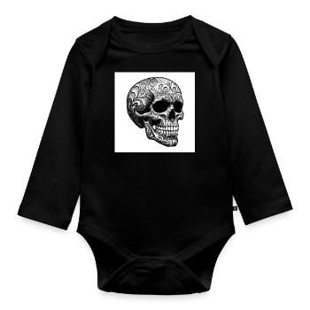 Skull: Symbol of death and rebellion - Organic Longsleeve Baby Bodysuit - black - Front