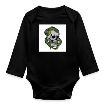 Skull & Snake – Symbol of Death - Organic Longsleeve Baby Bodysuit - black - Front