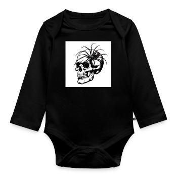Totenkopf & Spinne – Netz des Todes - Baby Bio-Langarm-Body - Schwarz - Vorne