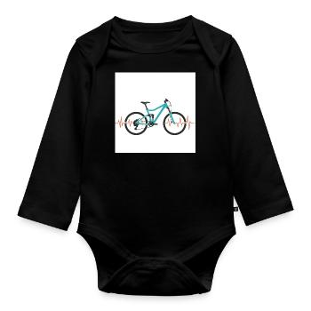 Im Rhythmus der Berge: Mountainbike & Herzschlag - Baby Bio-Langarm-Body - Schwarz - Vorne