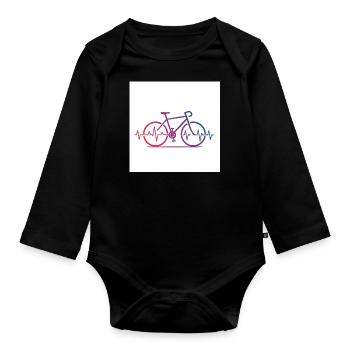 Puls hoch, Reifen runter – Mountainbike pur - Baby Bio-Langarm-Body - Schwarz - Vorne