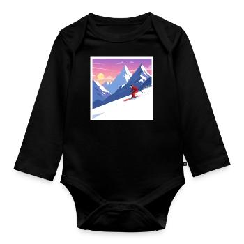 Experience the beauty of the mountains: Skiing - Organic Longsleeve Baby Bodysuit - black - Front