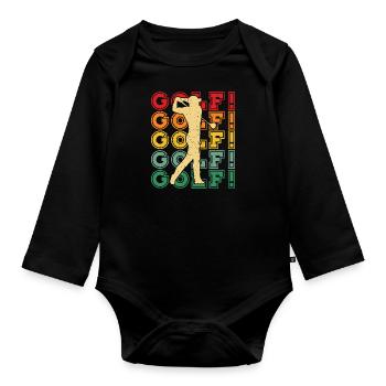 Golf Golfer Frauen Geschenk Golfschläger Retro - Baby Bio-Langarm-Body - Schwarz - Vorne