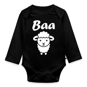 sheep - Organic Longsleeve Baby Bodysuit - black - Front