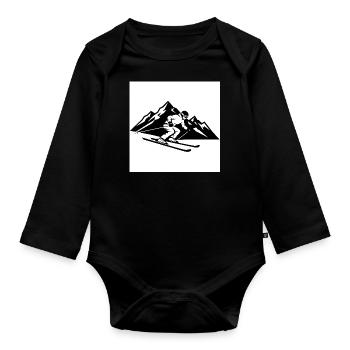 Skiing: Fun, technique and adventure in the mountains - Organic Longsleeve Baby Bodysuit - black - Front