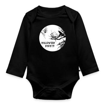 Halloween Night Saying Gift Costume Raven - Organic Longsleeve Baby Bodysuit - black - Front