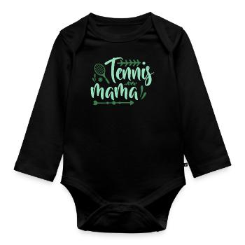 Tennis Vintage Rétro Joueur de Tennis Sport Hobby - Body Bébé bio manches longues - noir - Devant