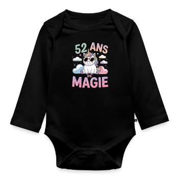 52 ans de magie - Body Bébé bio manches longues - noir - Devant