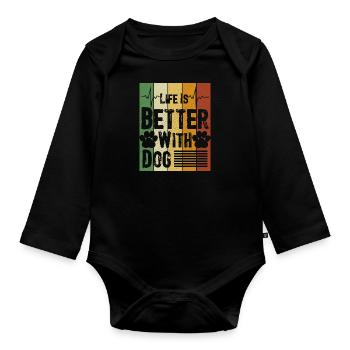 Gift Saying Pets Dog Dog Love - Organic Longsleeve Baby Bodysuit - black - Front