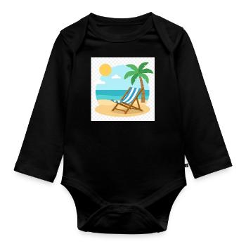 Pure détente : votre transat vous attend sur la plage - Body Bébé bio manches longues - noir - Devant